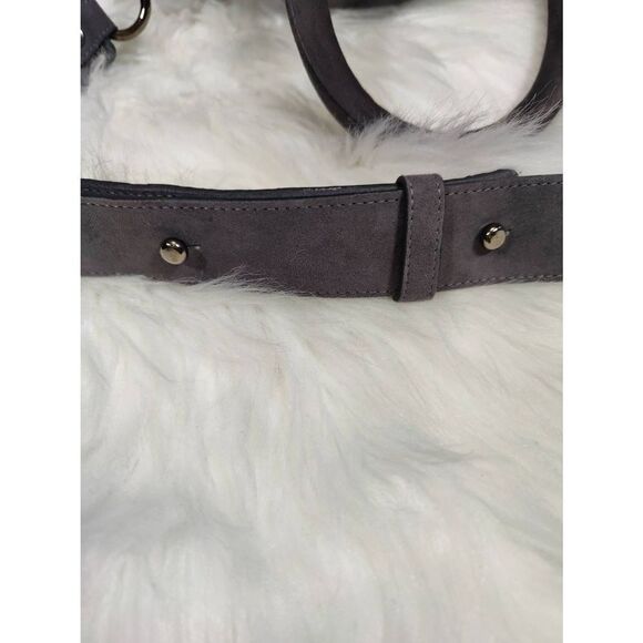 Stuart Weitzman small gray suede hobo bag with chunky silver hardware - Picture 7 of 7